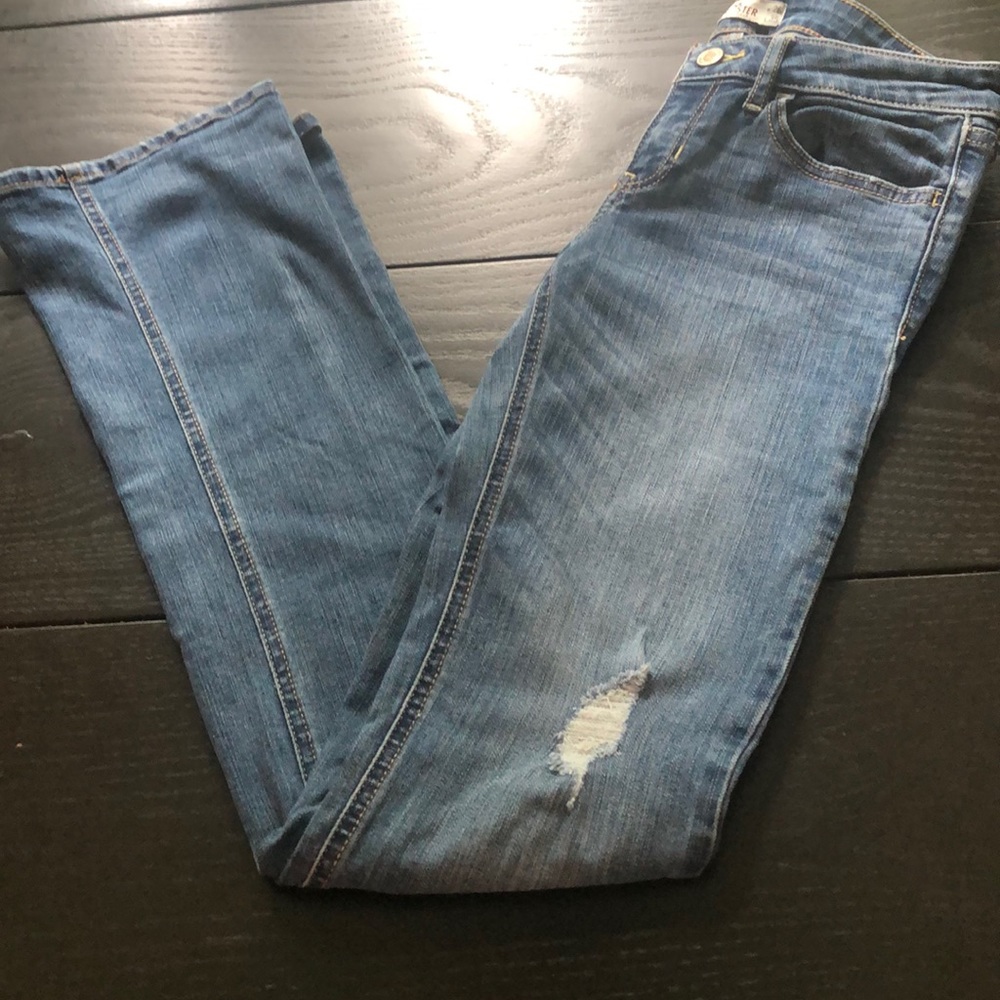 Dark wash distressed jeans